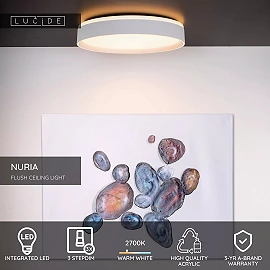 NURIA ceiling light Ø40 cm LED 24 W 2700K 3-StepDim white (Lucide)