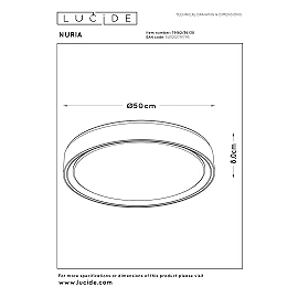 NURIA ceiling light Ø50 cm LED 36 W 2700K 3-StepDim black (Lucide)