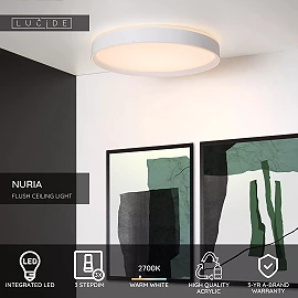 NURIA ceiling light Ø50 cm LED 36 W 2700K 3-StepDim white (Lucide)