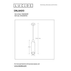 Pendant light "ORLANDO", 1x E27, smoke grey, glass - 74404-01-65 (Lucide)