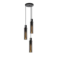 Pendant light "ORLANDO", 3x E27, smoke grey, glass - 74404-13-65 (Lucide)