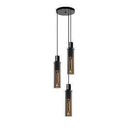 Pendant light "ORLANDO", 3x E27, smoke grey, glass - 74404-13-65 (Lucide)