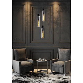 Pendant light "ORLANDO", 3x E27, smoke grey, glass - 74404-13-65 (Lucide)