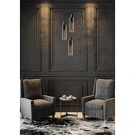 Pendant light "ORLANDO", 3x E27, smoke grey, glass - 74404-13-65 (Lucide)