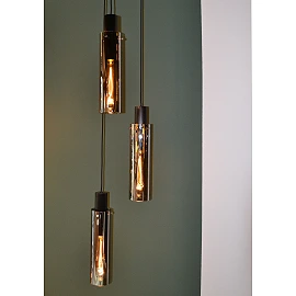 Pendant light "ORLANDO", 3x E27, smoke grey, glass - 74404-13-65 (Lucide)
