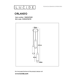 Pendant light "ORLANDO", 3x E27, smoke grey, glass - 74404-13-65 (Lucide)