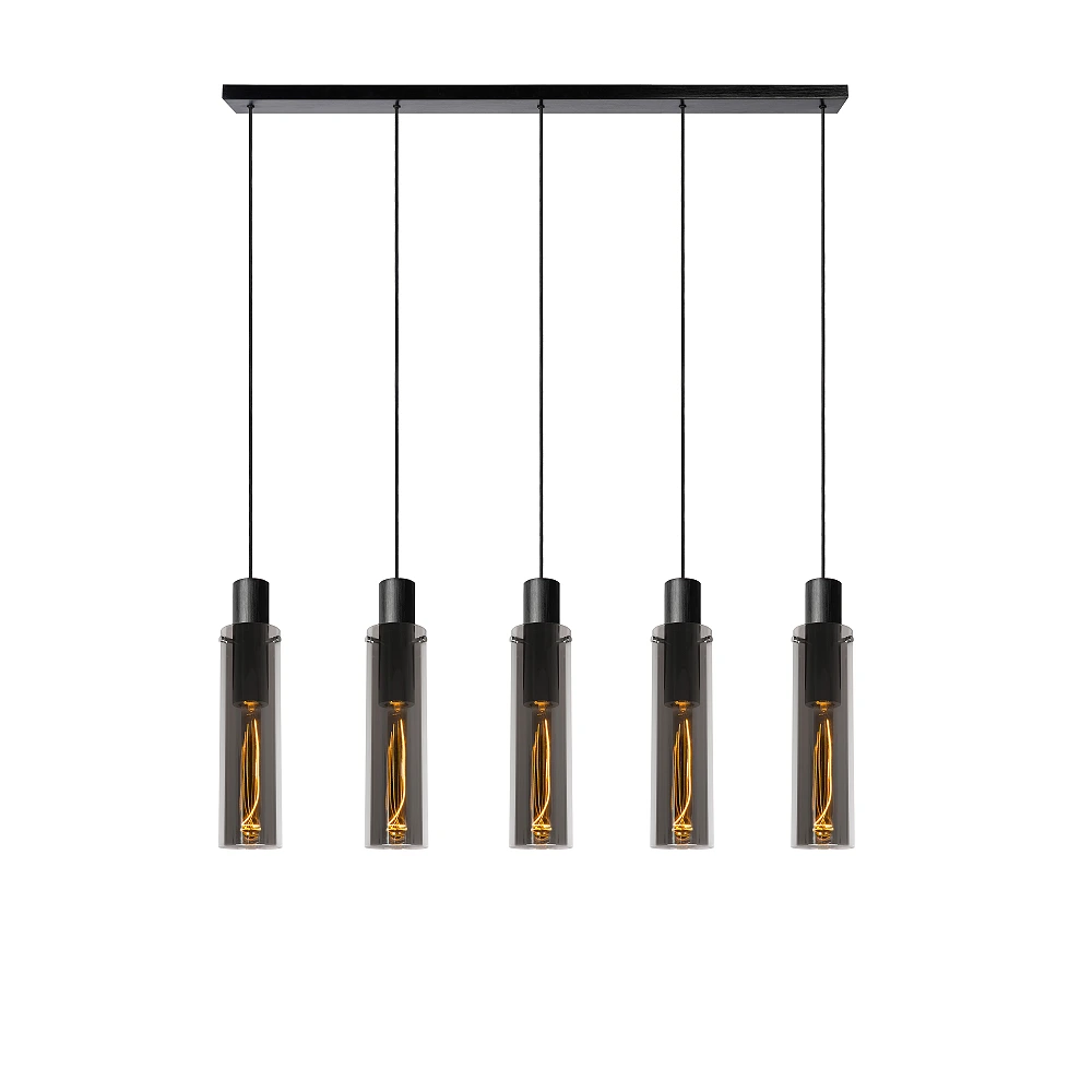Pendant light "ORLANDO", 5x E27, smoke grey, glass - 74404-05-65 (Lucide)