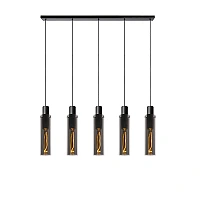 Pendant light "ORLANDO", 5x E27, smoke grey, glass - 74404-05-65 (Lucide)