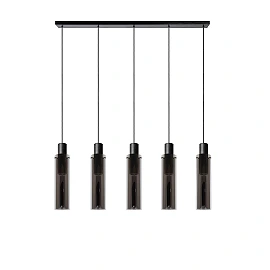 Pendant light "ORLANDO", 5x E27, smoke grey, glass - 74404-05-65 (Lucide)