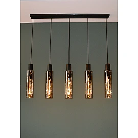 Pendant light "ORLANDO", 5x E27, smoke grey, glass - 74404-05-65 (Lucide)