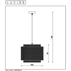 Pendant lamp "ORRIN", 1x E27 max. 60W, black- metal - 02404-01-30 (Lucide)
