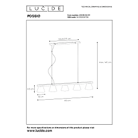 Piekaramā lampa "POSSIO", 5xE14 - 03413-05-41 (Lucide)