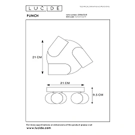 PUNCH — Ceiling light, 3xGU10, White (Lucide)