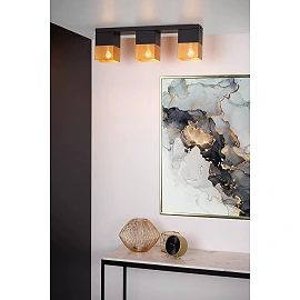 RENATE griestu lampa 3xE27 40 W matēta zelta/misiņa un melnā krāsā (Lucide)