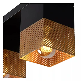 RENATE griestu lampa 3xE27 40 W matēta zelta/misiņa un melnā krāsā (Lucide)