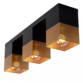 RENATE griestu lampa 3xE27 40 W matēta zelta/misiņa un melnā krāsā (Lucide)