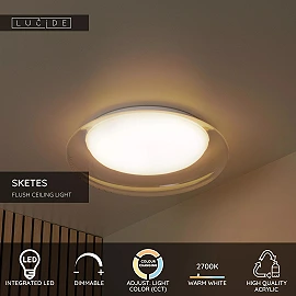 SKETES LED CCT ceiling light Ø45.7 cm 24 W transparent (Lucide)