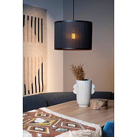 Pendant light "TAGALOG", Ø 40 cm, bamboo, black, 1x E27 - 21429-01-30 (Lucide)