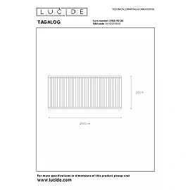 Flush ceiling light "TAGALOG", Ø 40 cm, 1xE27, bamboo, black - 21129-40-30 (Lucide)