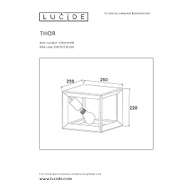 Flush ceiling light "THOR", 1x E27, grey iron - 73102-01-15 (Lucide)