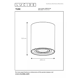 TUBE ceiling spotlight Ø9.6 cm 1xGU10 50W matt gold / brass (Lucide)