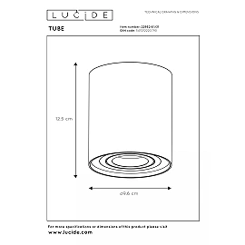 TUBE ceiling spotlight Ø9.6 cm 1xGU10 50W white (Lucide)