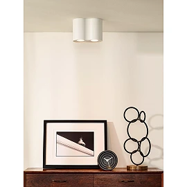 TUBE ceiling spotlight 2-light round 2xGU10 50W white (Lucide)
