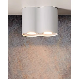 TUBE ceiling spotlight 2-light round 2xGU10 50W white (Lucide)