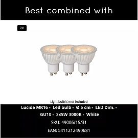 TUBE ceiling spotlight 2-light round 2xGU10 50W white (Lucide)