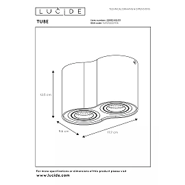 TUBE ceiling spotlight 2-light round 2xGU10 50W white (Lucide)