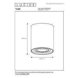 TUBE ceiling spotlight Ø9.6 cm 1xGU10 50W black (Lucide)