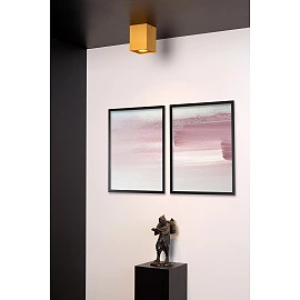 TUBE ceiling spotlight square 1xGU10 50W matt gold / brass (Lucide)