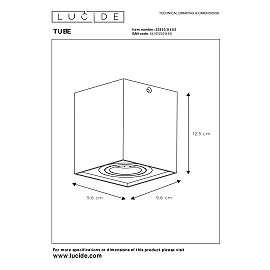 TUBE ceiling spotlight square 1xGU10 50W matt gold / brass (Lucide)