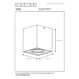 TUBE ceiling spotlight square 1xGU10 50W white (Lucide)