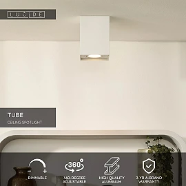TUBE ceiling spotlight square 1xGU10 50W white (Lucide)