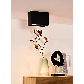 TUBE ceiling spotlight 2-light square 2xGU10 50W black (Lucide)