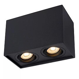TUBE ceiling spotlight 2-light square 2xGU10 50W black (Lucide)