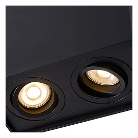 TUBE ceiling spotlight 2-light square 2xGU10 50W black (Lucide)