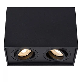 TUBE ceiling spotlight 2-light square 2xGU10 50W black (Lucide)