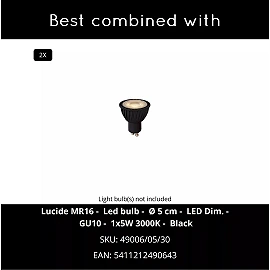 TUBE ceiling spotlight 2-light square 2xGU10 50W black (Lucide)
