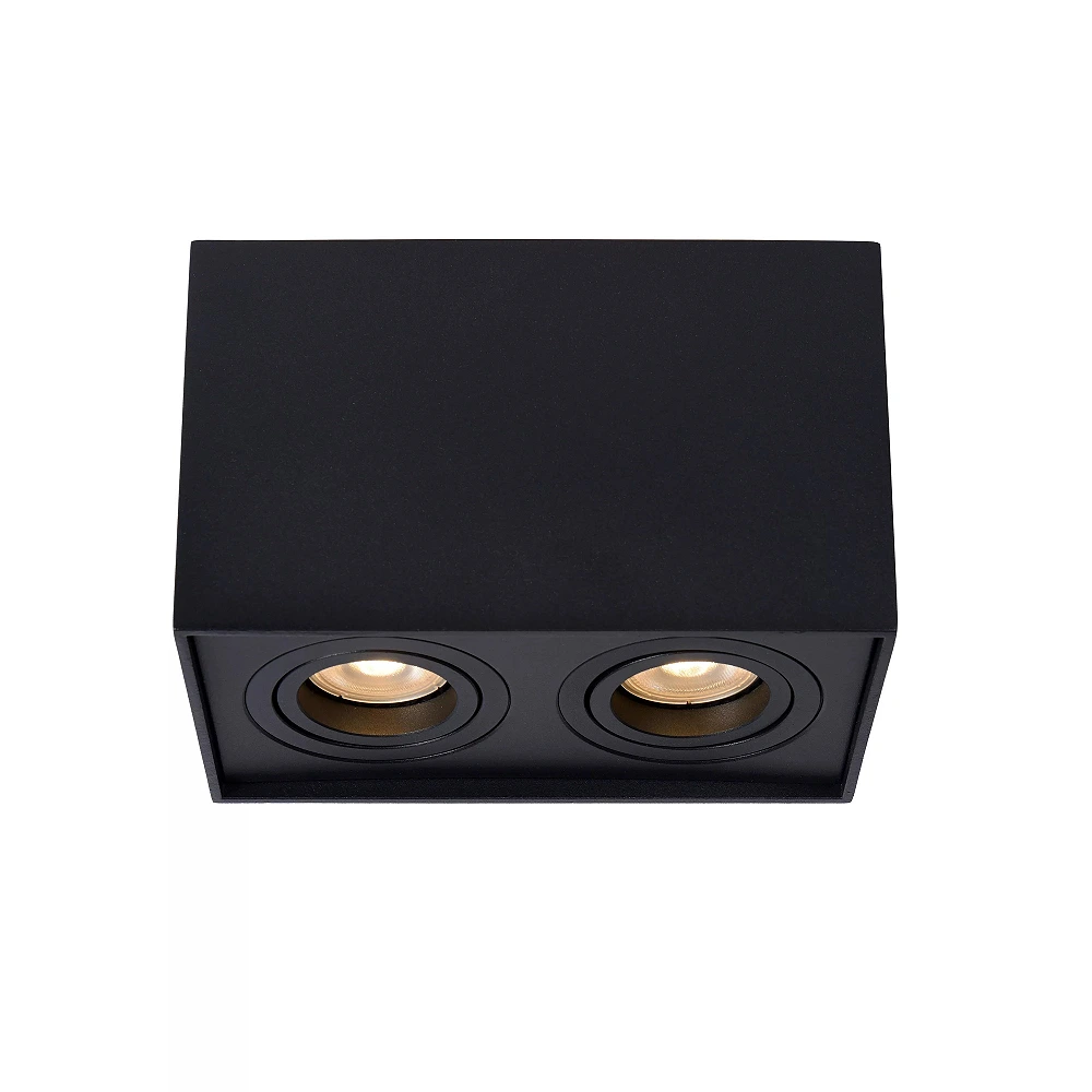 TUBE ceiling spotlight 2-light square 2xGU10 50W black (Lucide)