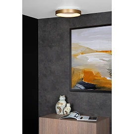 Flush ceiling light "VIDAL", Ø 28 cm, LED, matt gold, brass - 46103-20-02 (Lucide)
