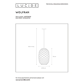 Pendant light "WOLFRAM", 1x E27, metal - 21417-32-30 (Lucide)