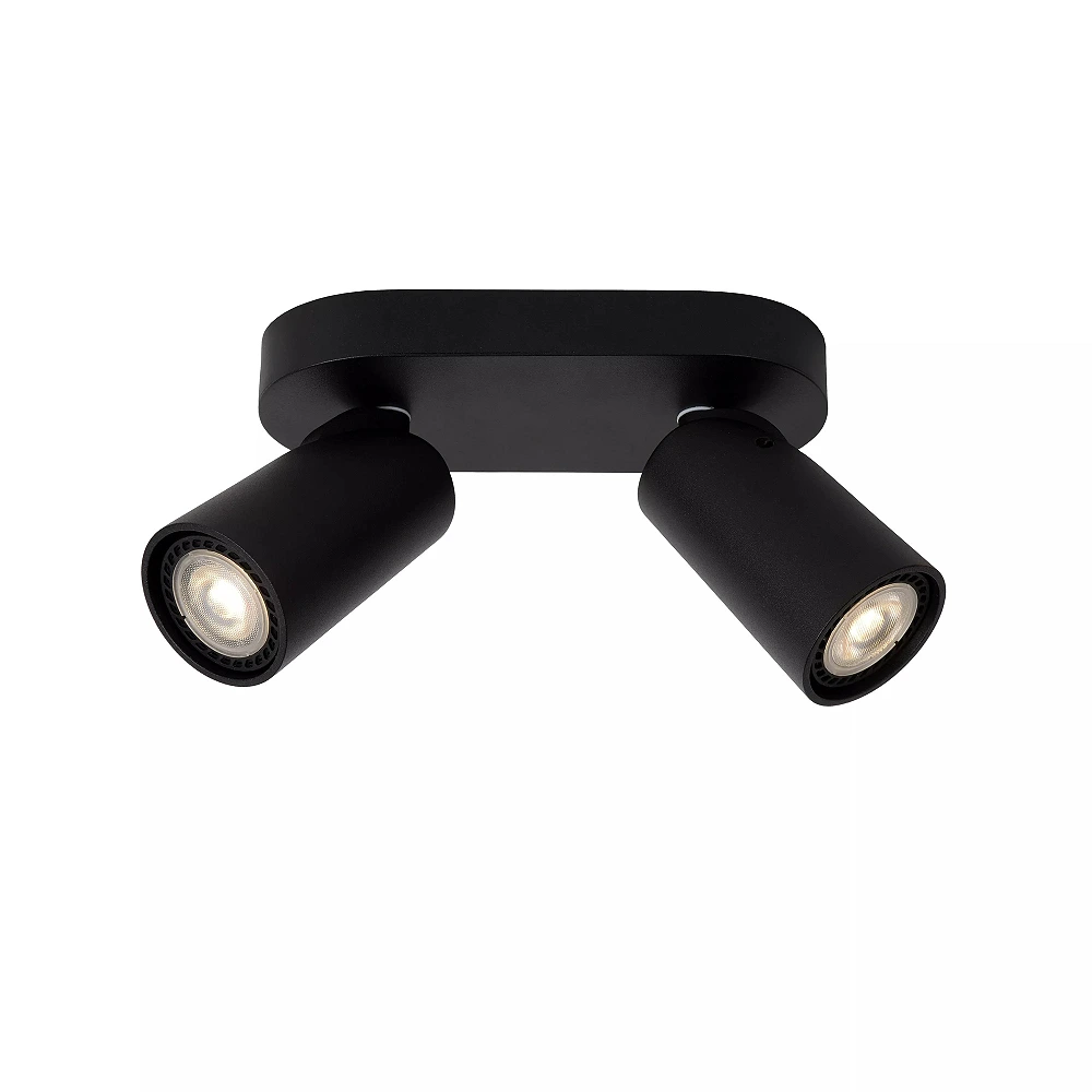 XYRUS LED dim-to-warm ceiling spotlight 2x5W black (Lucide)
