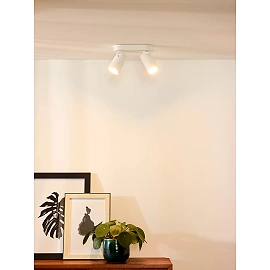 XYRUS LED dim-to-warm ceiling spotlight 2x5W white (Lucide)