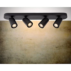 XYRUS LED dim-to-warm ceiling spotlight 4x5W black (Lucide)