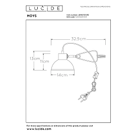 MOYS clamp lamp 1xE27 black (Lucide)