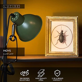 MOYS clamp lamp 1xE27 green (Lucide)