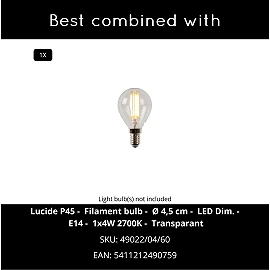 Lucide ALBANE table lamp E14 Ø12cm IP20 dark wood look
