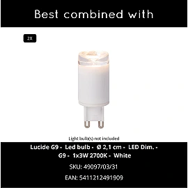 Lucide WELLINGTON wall light G9 6W 2700K taupe